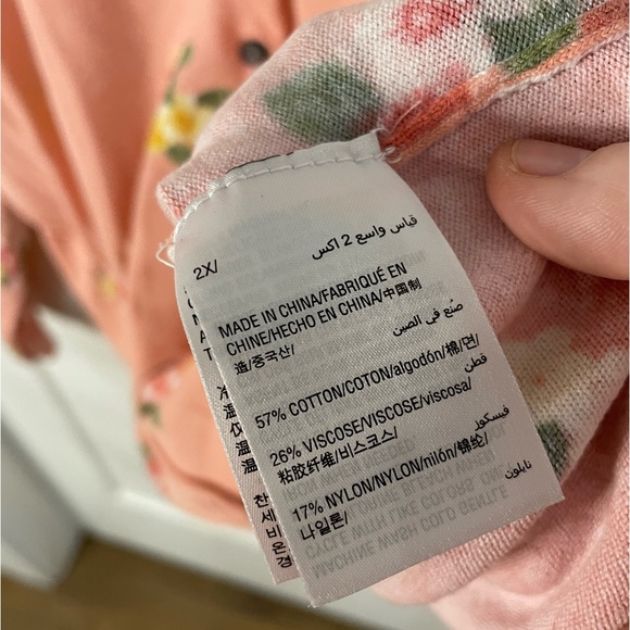 Karen Scott Floral Print Coral Button Up Cardigan Lightweight XXL - Picture 6 of 7